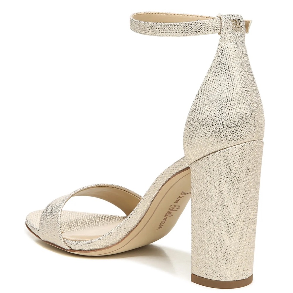 SAM EDELMAN Heels Yaro Ankle Strap Sandal Chunky Heel Jute Light Gold NIB - Picture 9 of 14